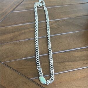 Elegant Silver Necklace with Green Accent